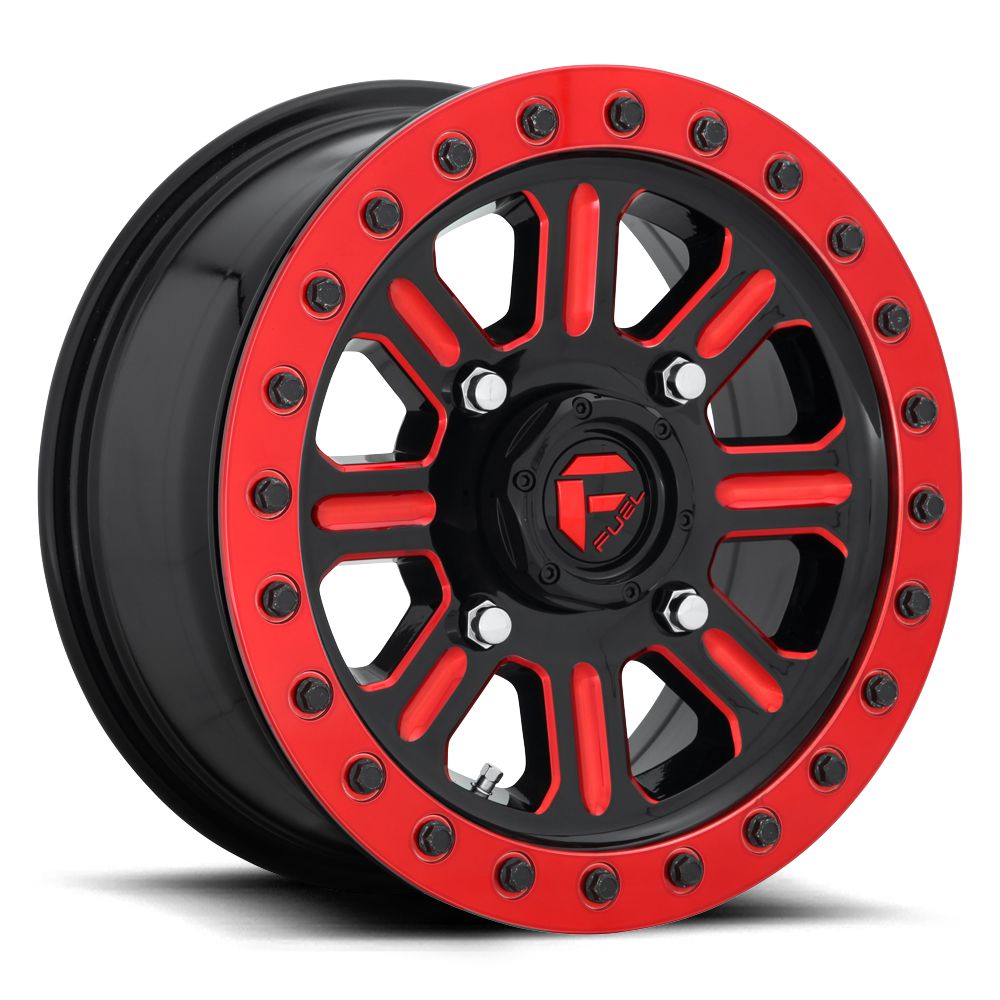 FUEL WHEELS D911 HARDLINE BEADLOCK - OFF ROAD ONLY-Wheels-Fuel Wheels-15X10 +25m-4X156-GLOSS BLACK W/ CANDY RED-Black Market UTV