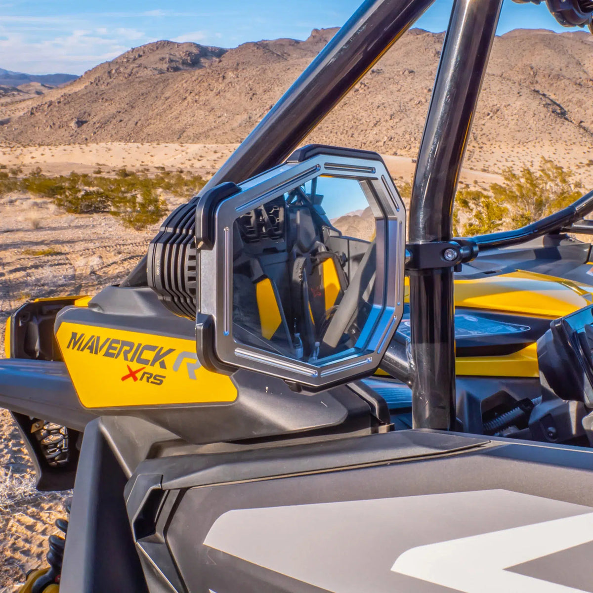 DRT BILLET ALUMINUM TACTICAL CONVEX SIDE MIRROR SET-Side Mirrors-DRT Motor Sports-2.000&quot; Clamps-Black Market UTV