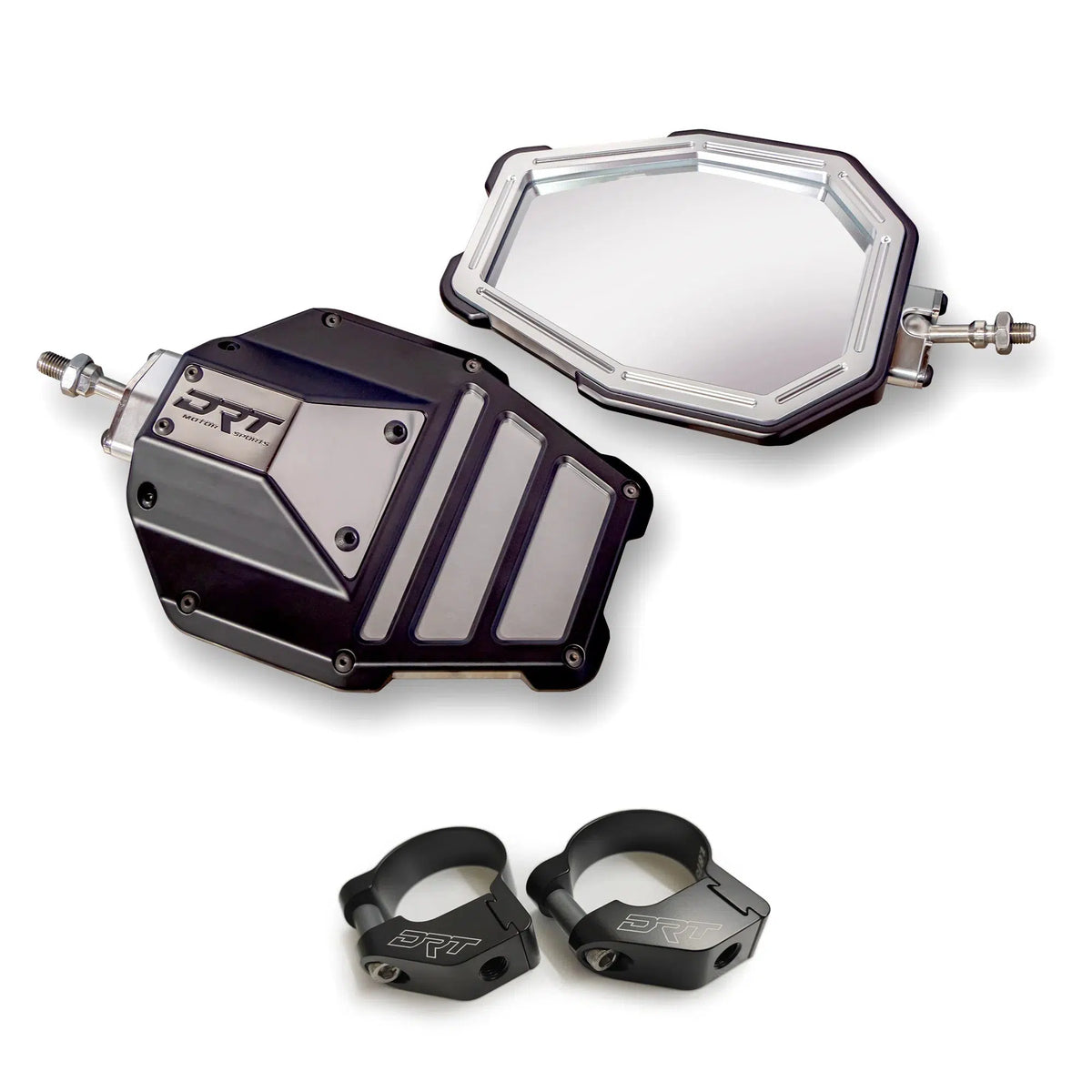 DRT BILLET ALUMINUM TACTICAL CONVEX SIDE MIRROR SET-Side Mirrors-DRT Motor Sports-2.000&quot; Clamps-Black Market UTV
