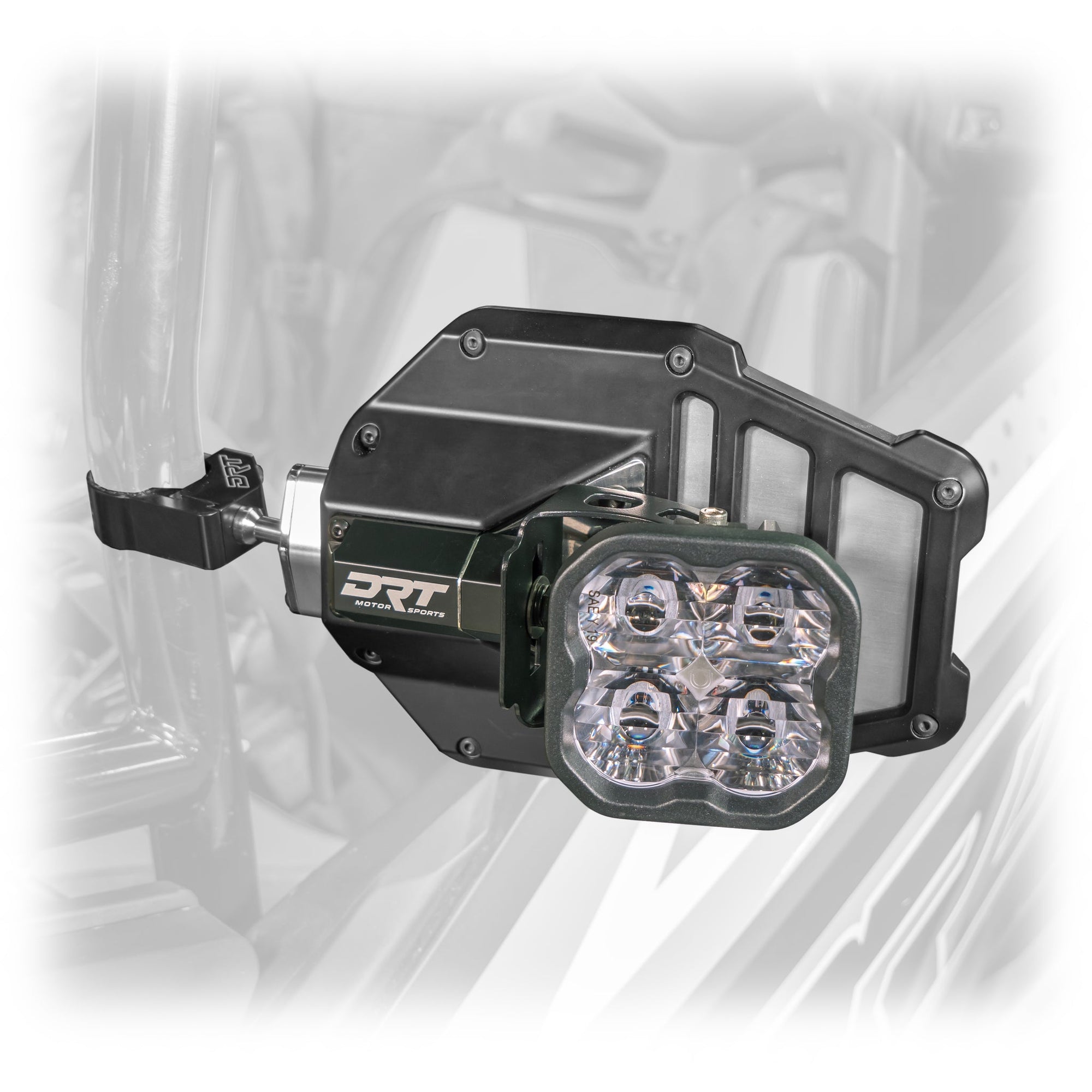 DRT Billet Aluminum Tactical Convex Side Lighted Mirror Set Kit-Side Mirrors-DRT Motor Sports-Kit with 2.0" Clamps-Black Market UTV