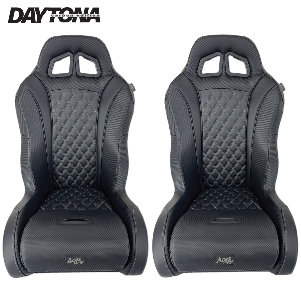 Carbon Edition Daytona Seats (Multiple Colors)-Seats-Aces Racing-Black-No-Black Market UTV