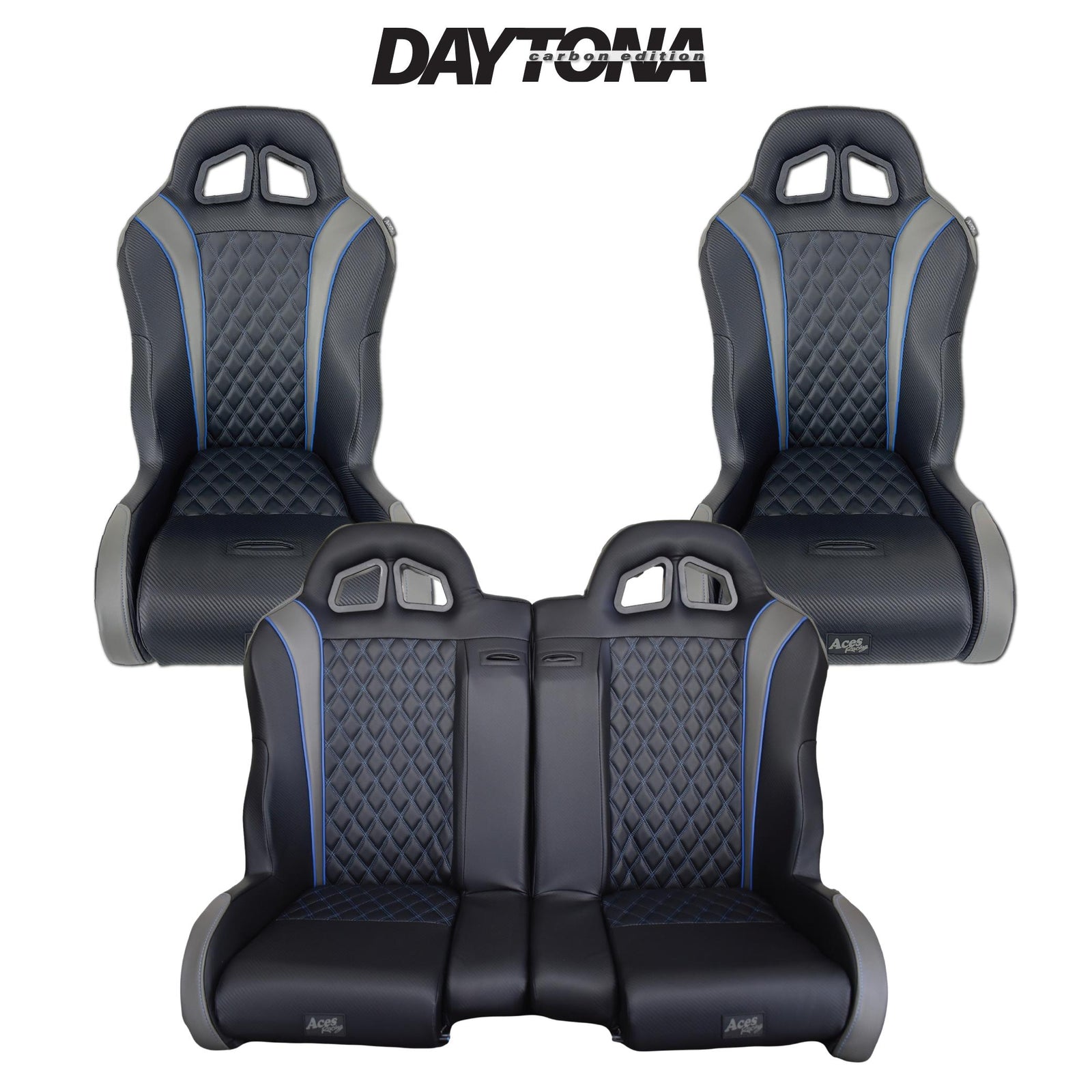 Bucket and Bench Seat Bundle-Seats-Aces Racing-Daytona-Grey-2014-2023 XP 1000-Black Market UTV