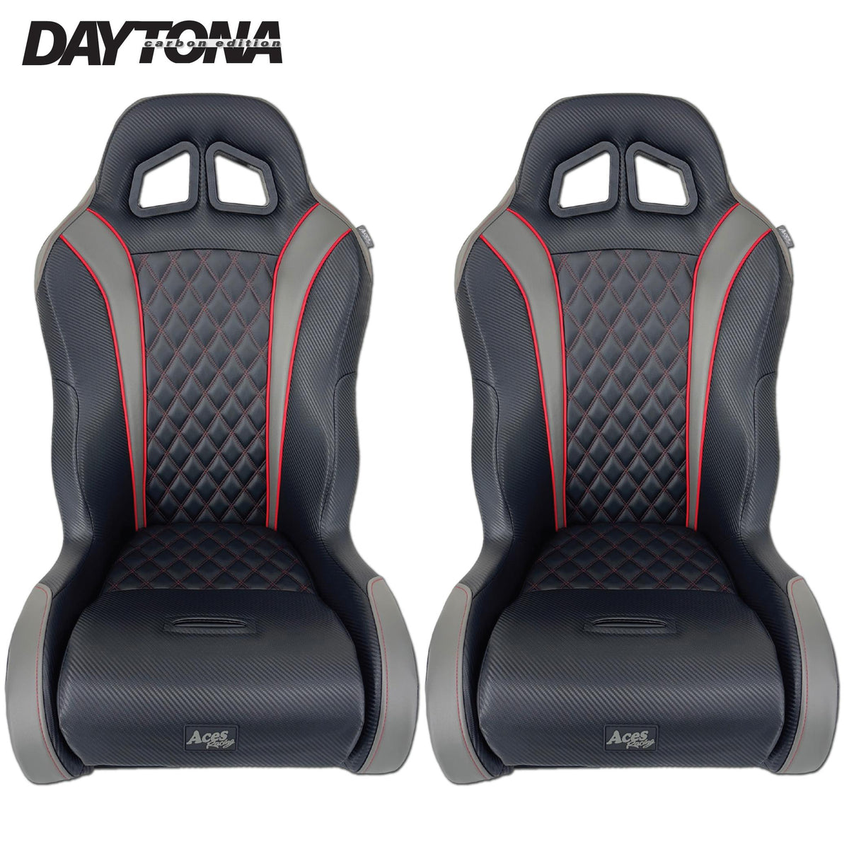Carbon Edition Daytona Seats (Multiple Colors)-Seats-Aces Racing-Black-No-Black Market UTV