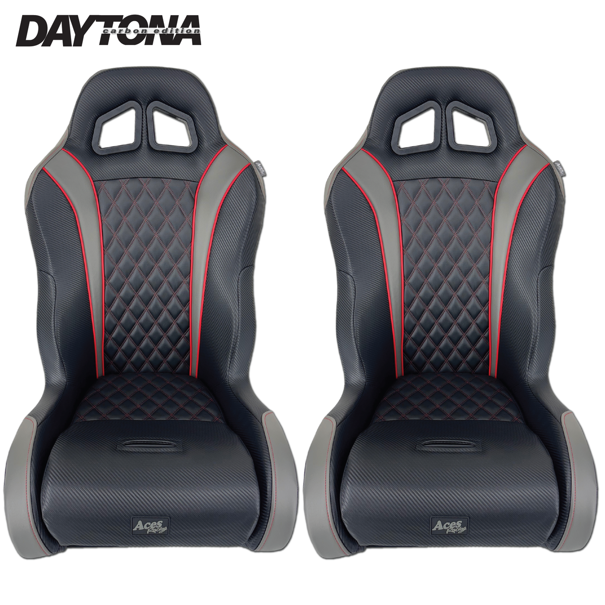 Carbon Edition Daytona Seats (Multiple Colors)-Seats-Aces Racing-Black-No-Black Market UTV