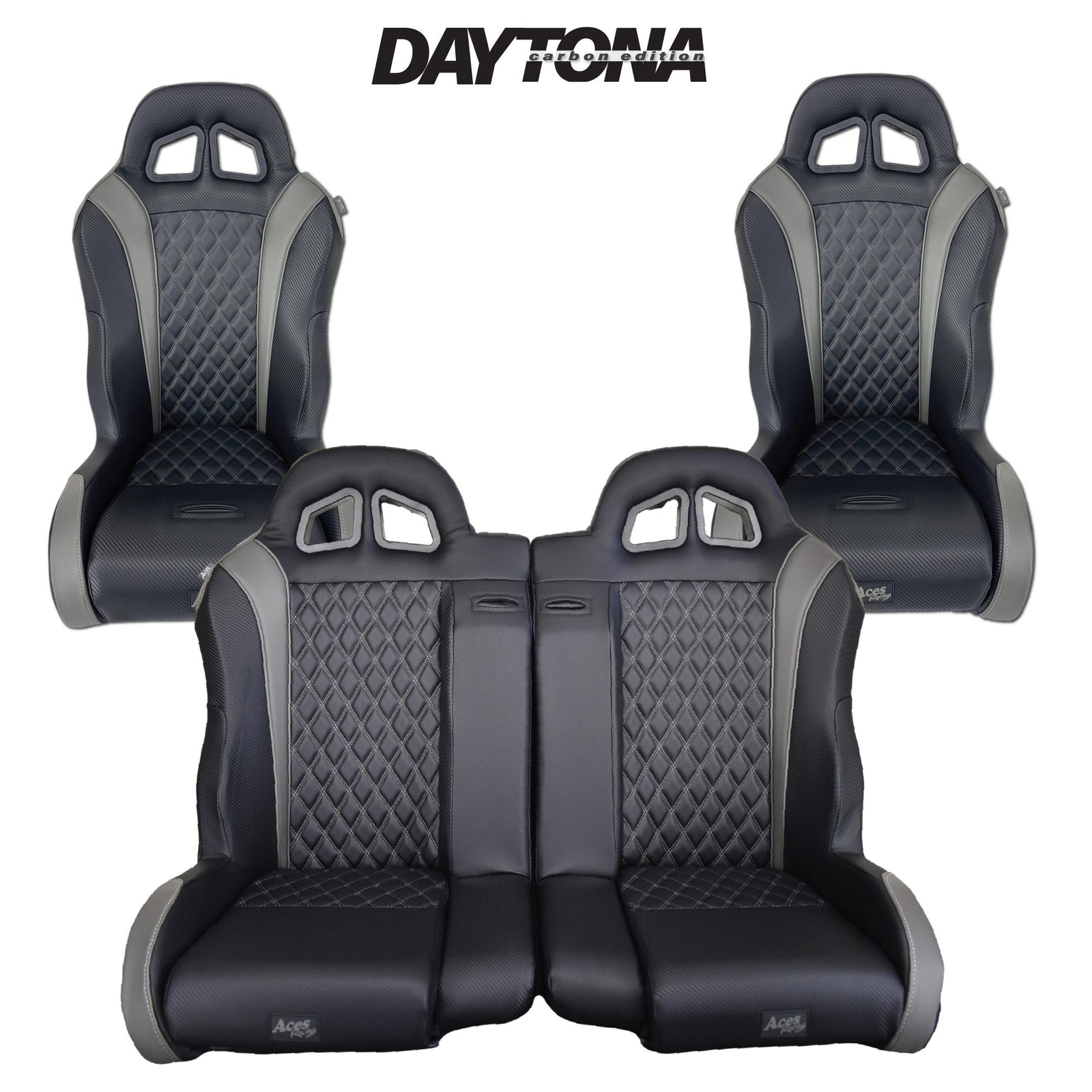 Bucket and Bench Seat Bundle-Seats-Aces Racing-Daytona-Grey-2014-2023 XP 1000-Black Market UTV