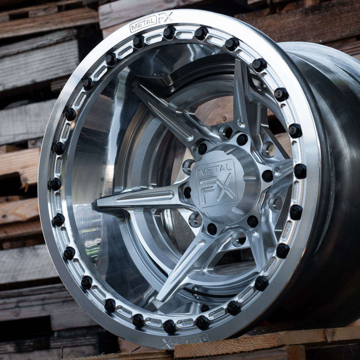 Bullet 6R | Forged 3-Piece | Beadlock-Wheels-Metal FX Offroad-15x8 | -13mm/3.5+4.5 | 6x139.7-RAW-Black Market UTV