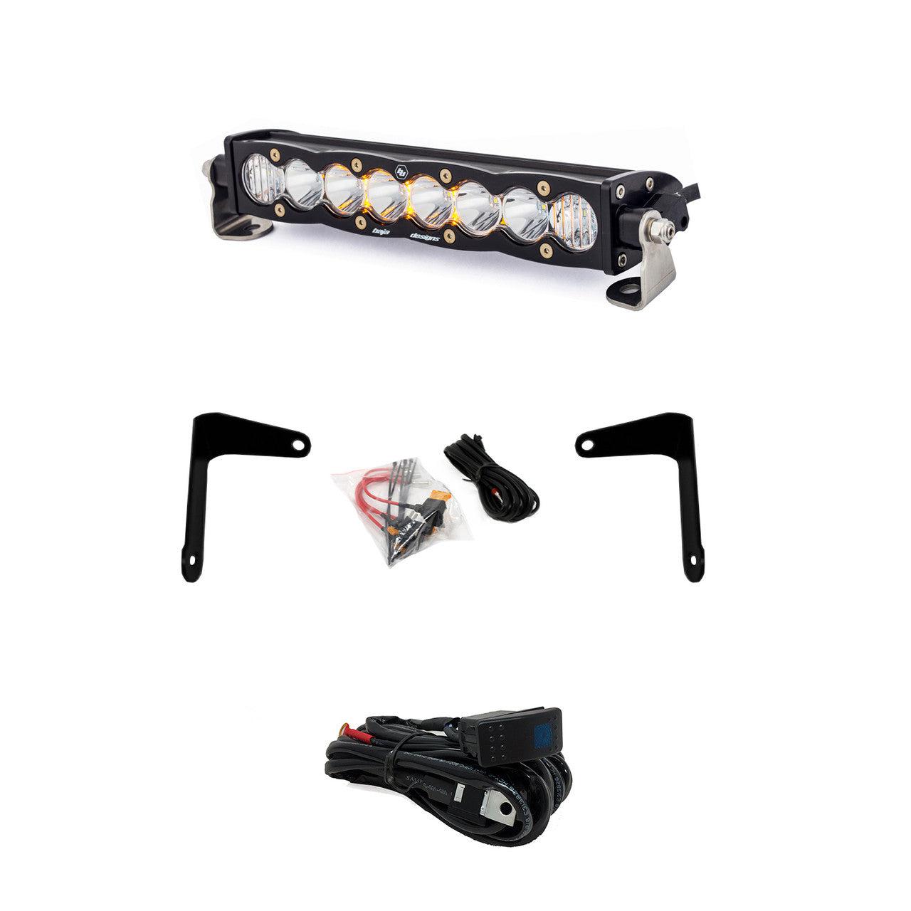 Can-Am S8 10 Inch Shock Mount Light Bar Kit - Can-Am 2017-22 Maverick X3-Lighting Mounts-Baja Designs-Clear-Black Market UTV