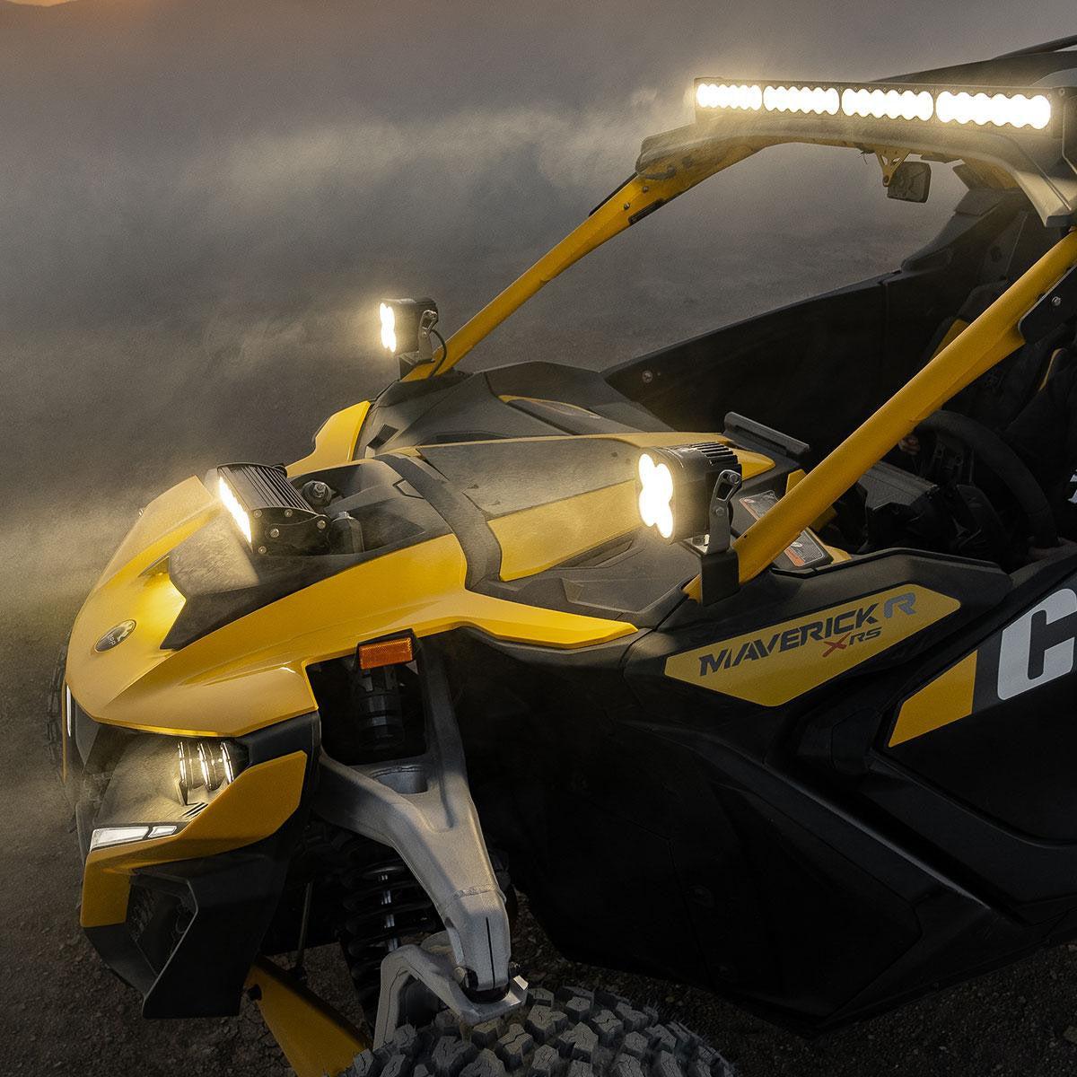 Can-Am Maverick R XL Sport A-Pillar Kit-Lighting Kit-Baja Designs-Driving/Combo-Clear-Black Market UTV