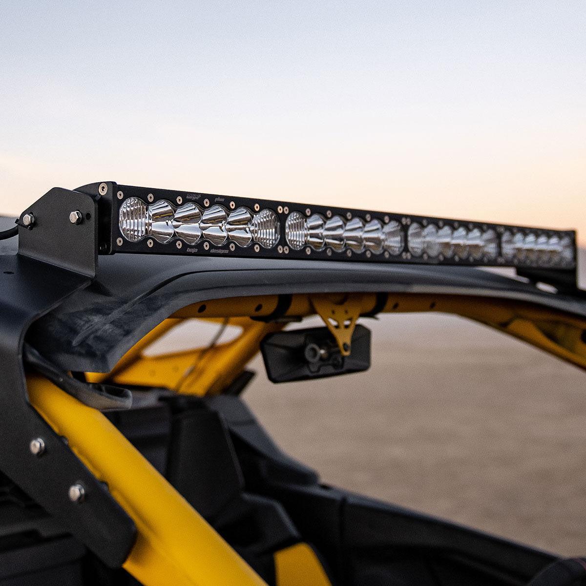 Can-Am Maverick R 40" OnX6+ Roof Mount Kit-Light Bars-Baja Designs-Driving/Combo-Clear-Black Market UTV