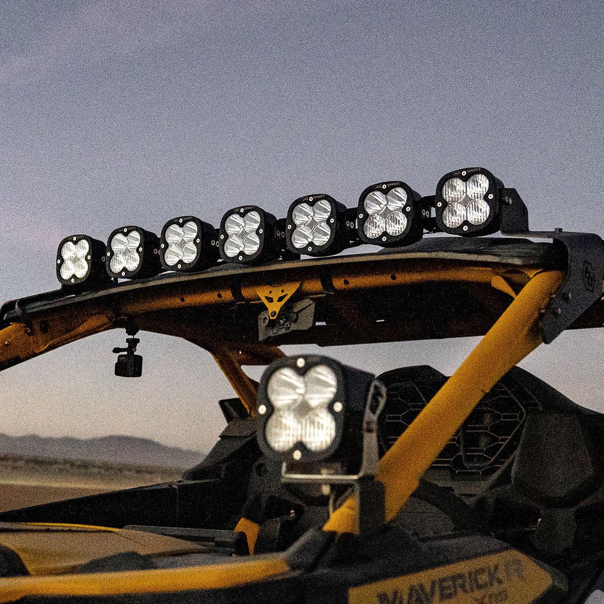 Can-Am Maverick R 7XL Linkable Roof Mount Kit-Light Bars-Baja Designs-Multi-Pattern-Clear-Black Market UTV