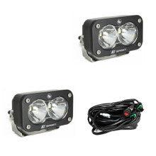 S2 Sport Black LED Auxiliary Light Pod Pair - Universal-Lighting Pods-Baja Designs-Clear-Spot-Black Market UTV