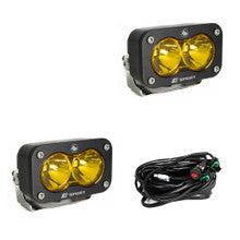 S2 Sport Black LED Auxiliary Light Pod Pair - Universal-Lighting Pods-Baja Designs-Amber-Spot-Black Market UTV