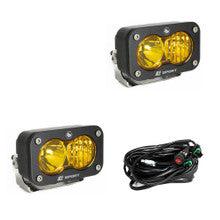 S2 Sport Black LED Auxiliary Light Pod Pair - Universal-Lighting Pods-Baja Designs-Amber-Driving/Combo-Black Market UTV