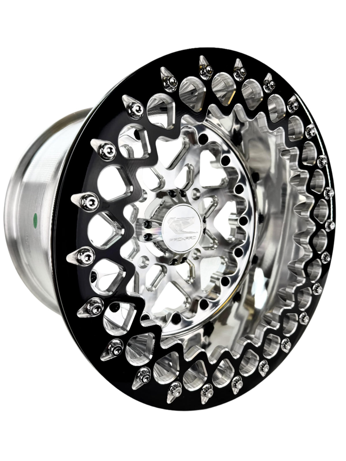 V2 - FF Forged Polished Beadlock - Silver-Wheels-Packard Performance Dealer-15x7 | 4x136-Contrast Machined V.1-No-Black Market UTV
