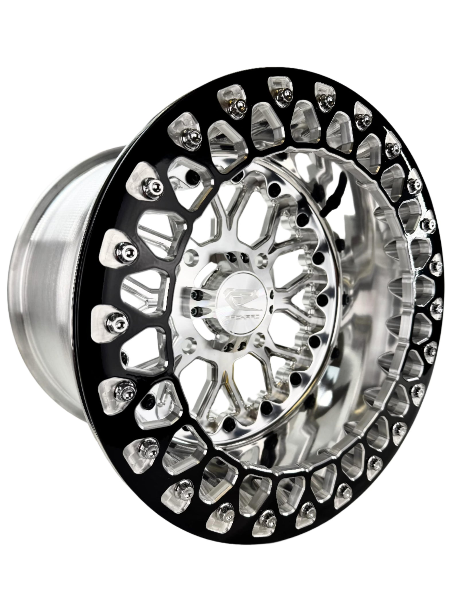 Wishbone - FF Forged Polished Beadlock - Silver-Wheels-Packard Performance Dealer-15x7 | 4x136-Contrast Machined V.1-No-Black Market UTV