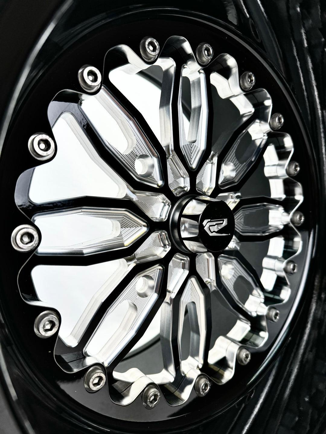 Wishbone - FF Gloss Black by Ultra-Light-Wheels-Packard Performance-15x7 | 4x136-Silver-Black Market UTV