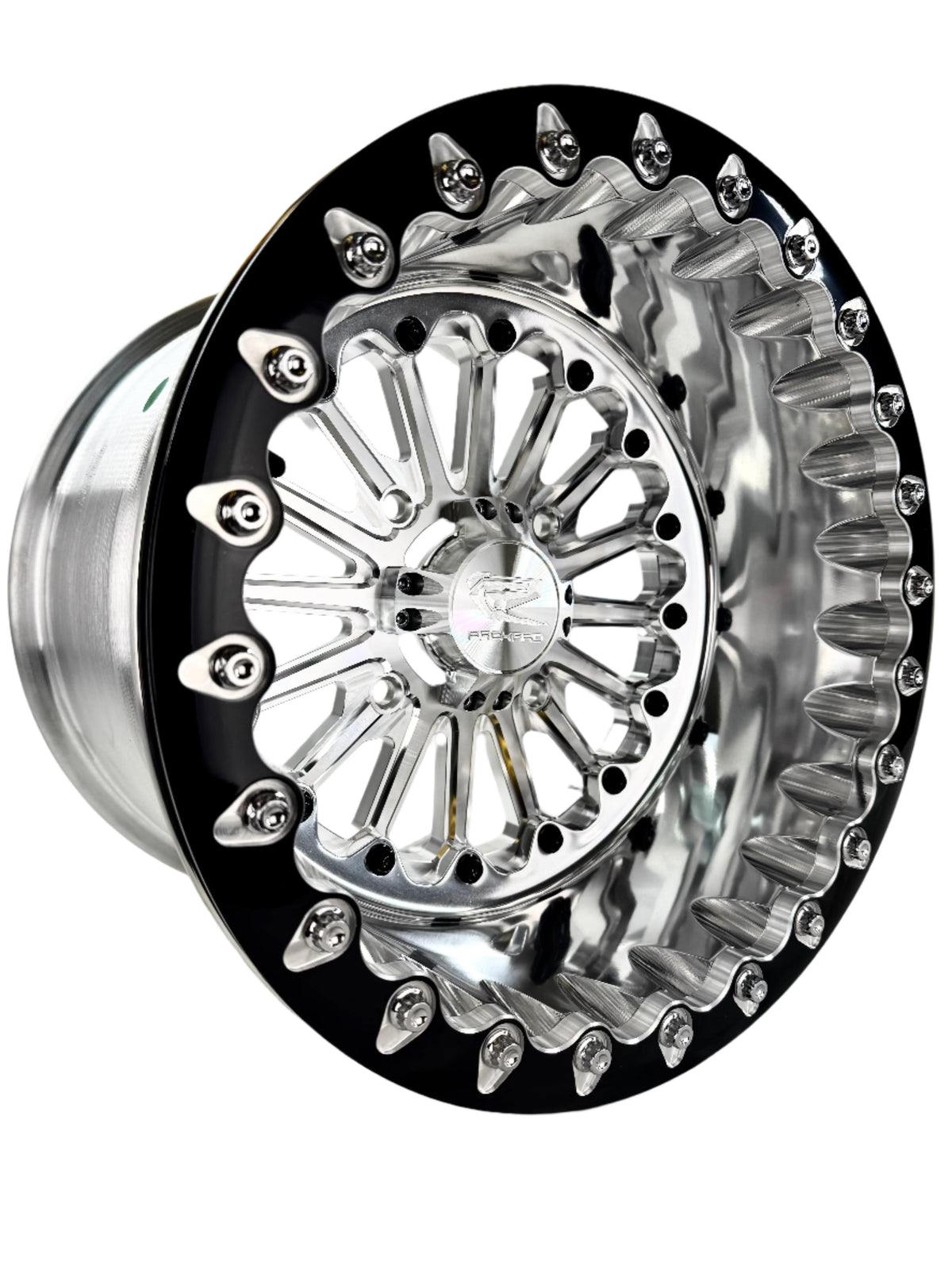 Element - FF Forged Polished Beadlock - Silver-Wheels-Packard Performance Dealer-15x7 | 4x136-Contrast Machined V.1-No-Black Market UTV