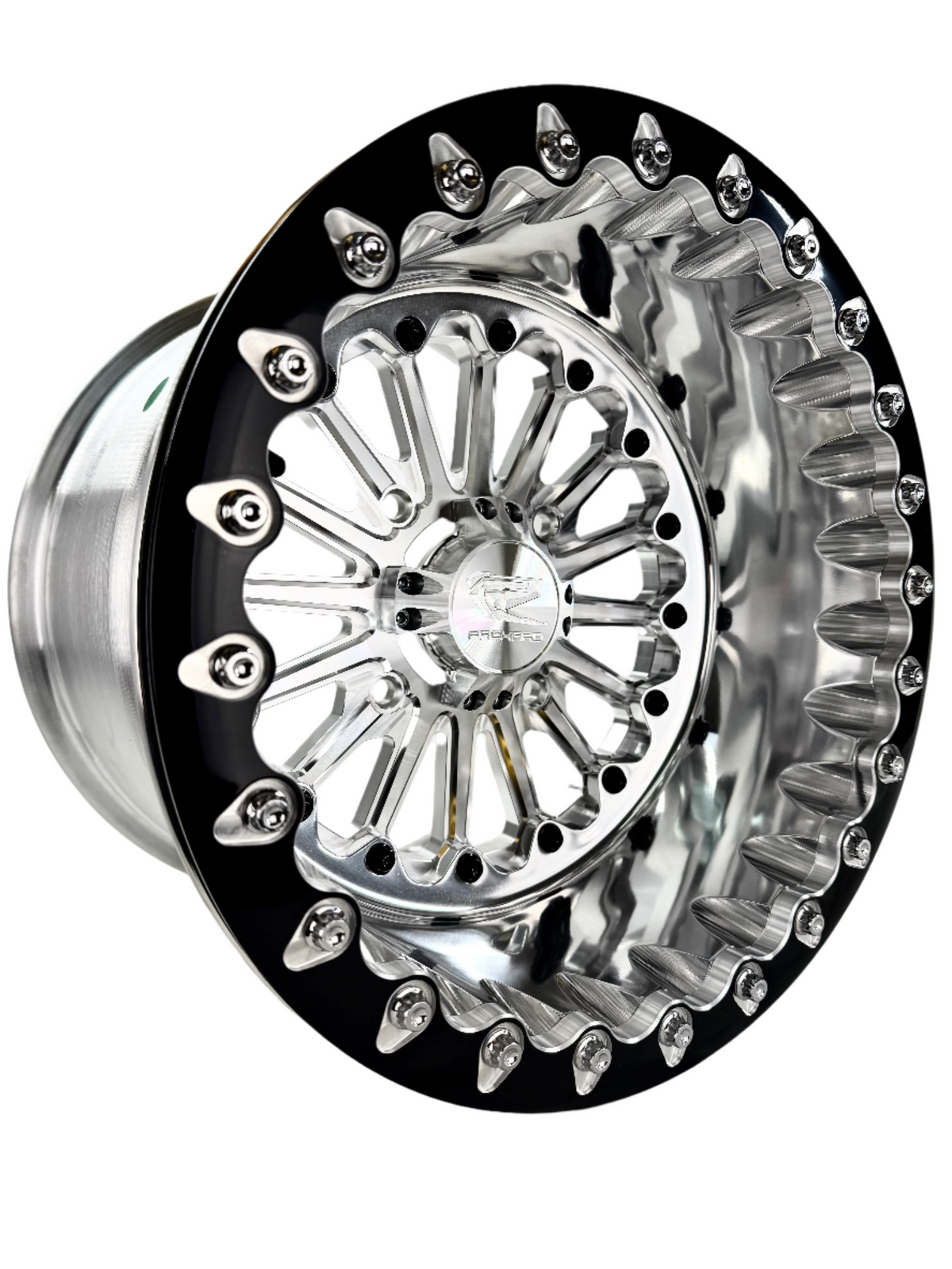 Element - FF Forged Polished Beadlock - Silver-Wheels-Packard Performance Dealer-15x7 | 4x136-Contrast Machined V.1-No-Black Market UTV