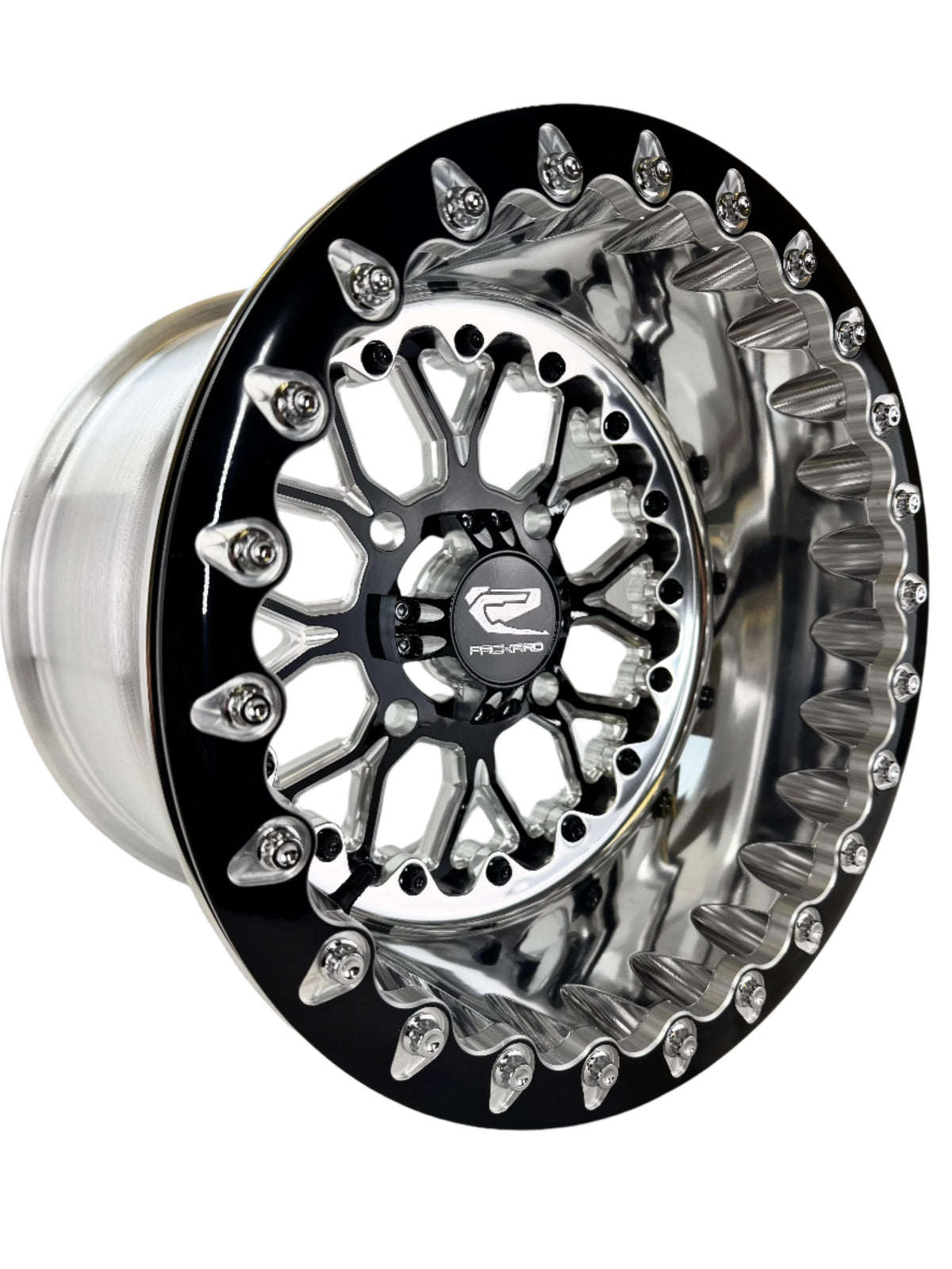 Wishbone - FF Forged Polished Beadlock - Gloss Black-Wheels-Packard Performance Dealer-15x7 | 4x136-Contrast Machined V.1-Black Market UTV