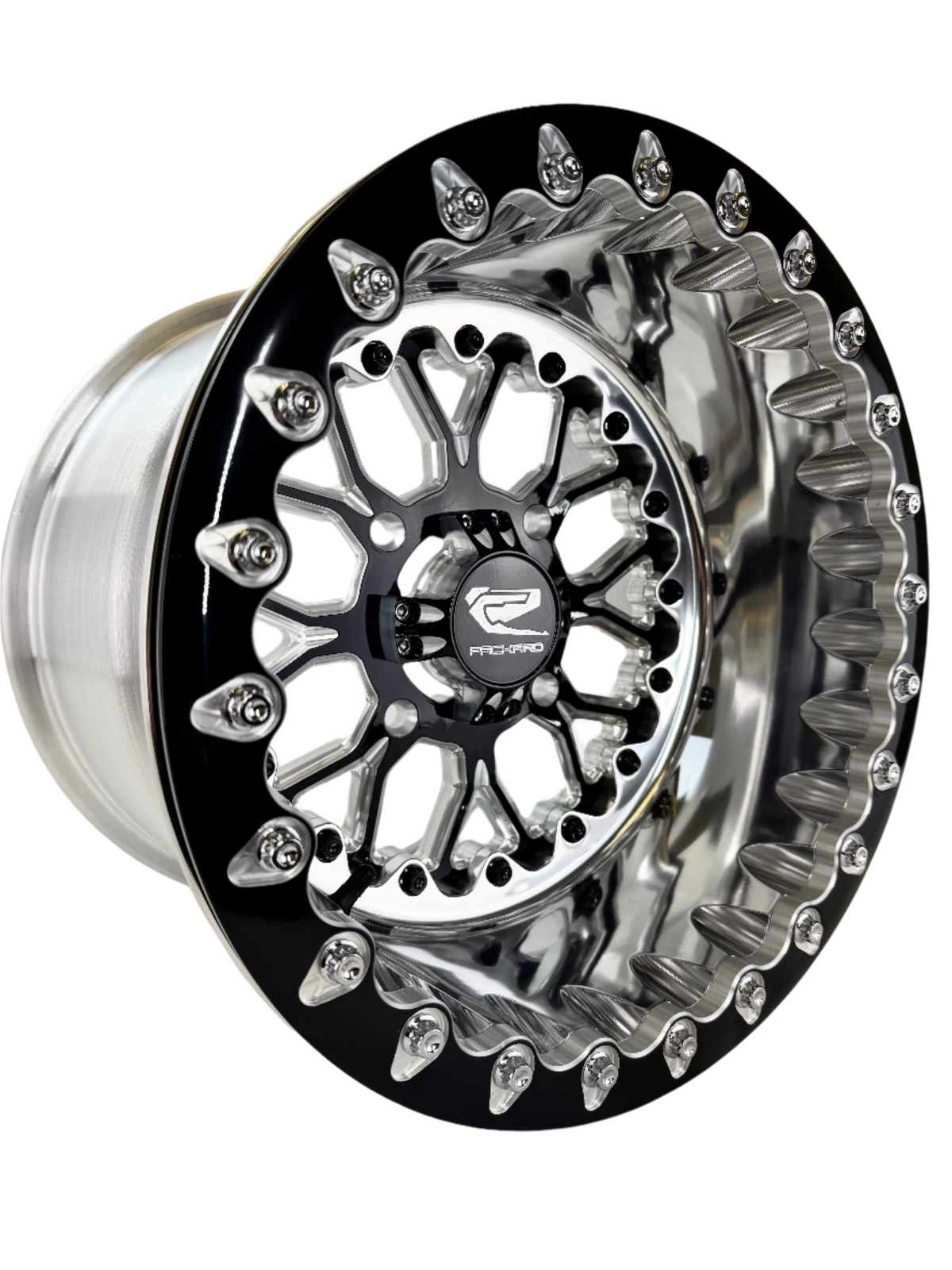 Wishbone - FF Forged Polished Beadlock - Gloss Black-Wheels-Packard Performance Dealer-15x7 | 4x136-Contrast Machined V.1-Black Market UTV