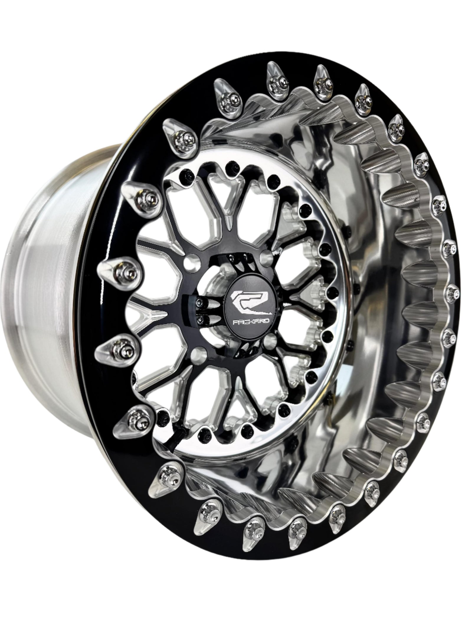 Wishbone - FF Forged Polished Beadlock - Gloss Black-Wheels-Packard Performance Dealer-15x7 | 4x136-Contrast Machined V.1-Black Market UTV