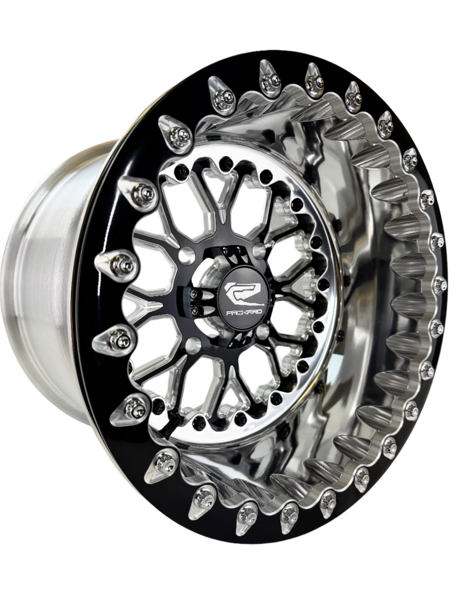 Wishbone - FF Forged Polished Beadlock - Gloss Black-Wheels-Packard Performance Dealer-15x7 | 4x136-Contrast Machined V.1-Black Market UTV