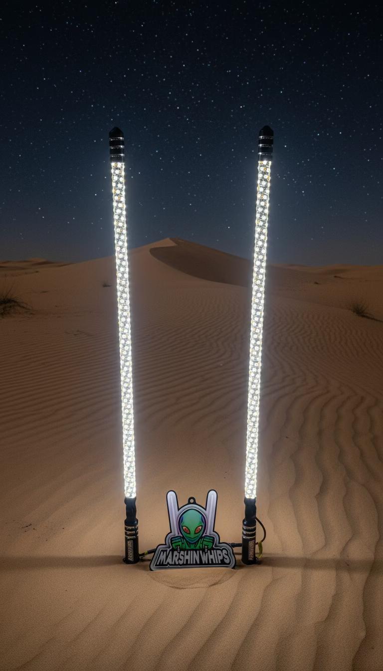 RGBW Vehicle Lighting System with Brake & Turn Signals-Marshin Whips-2ft-Black Market UTV