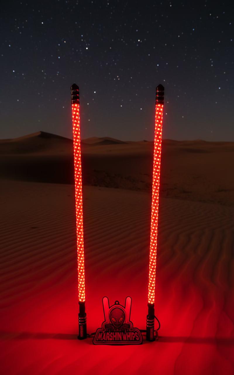 RGBW Vehicle Lighting System with Brake & Turn Signals-Marshin Whips-2ft-Black Market UTV