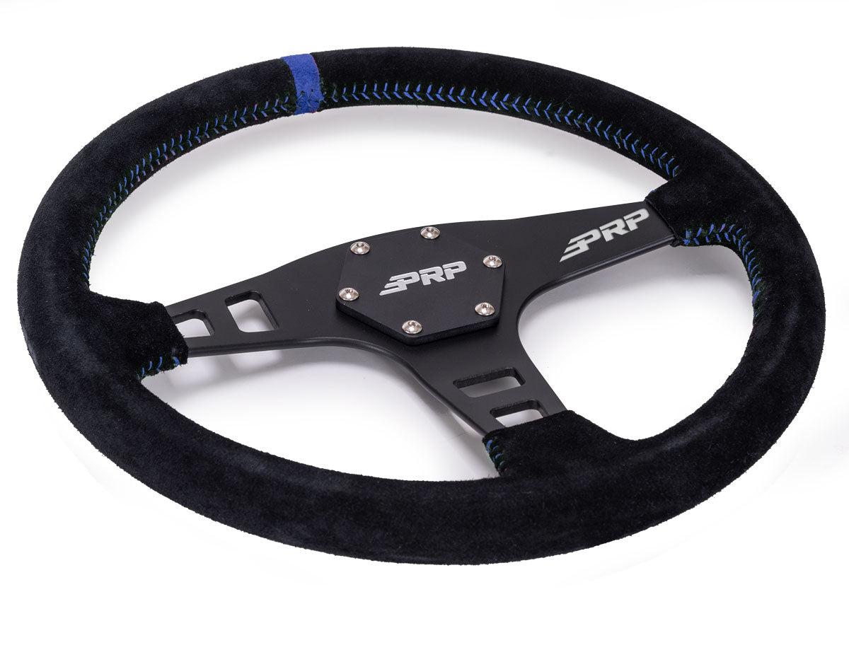 PRP - FLAT STEERING WHEEL (SUEDE)-Steering Wheel-PRP Seats-Black-Black Market UTV