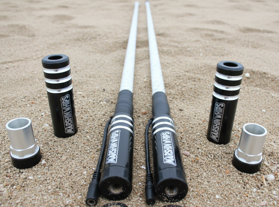 Game Changer LED Whip Set - Red, White & Blue Edition-Marshin Whips-2 FT-CHRYSTAL GREY-Black Market UTV