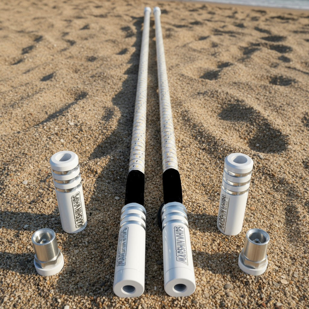 Game Changer LED Whip Set - Red, White & Blue Edition-Marshin Whips-2 FT-WHITE-Black Market UTV