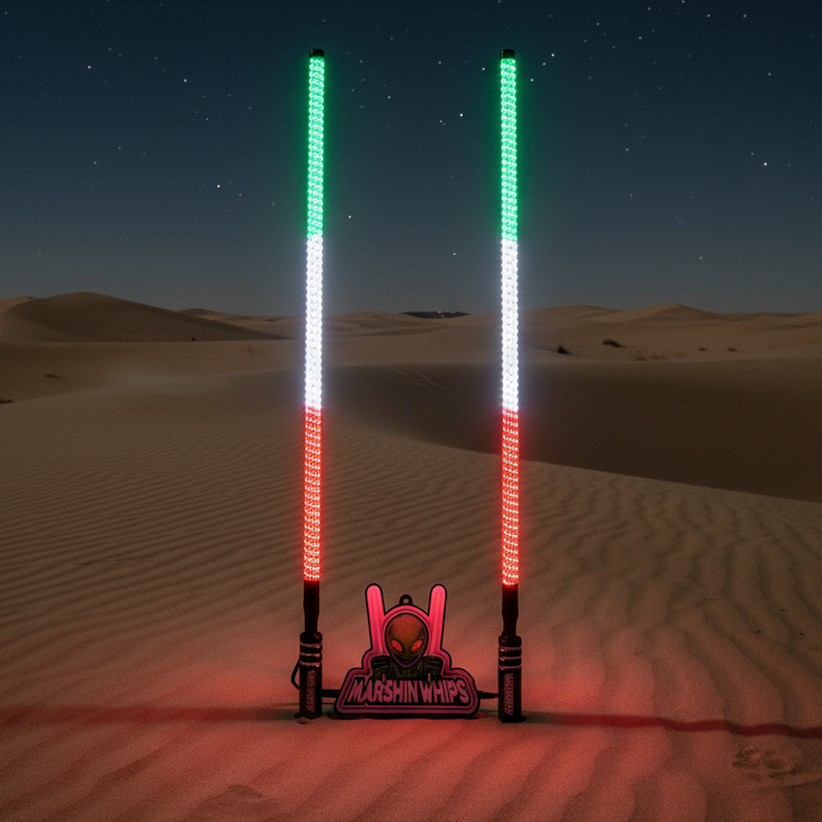 Game Changer LED Whip Set - Green, White & Red-Marshin Whips-2 FT-PURP-Black Market UTV