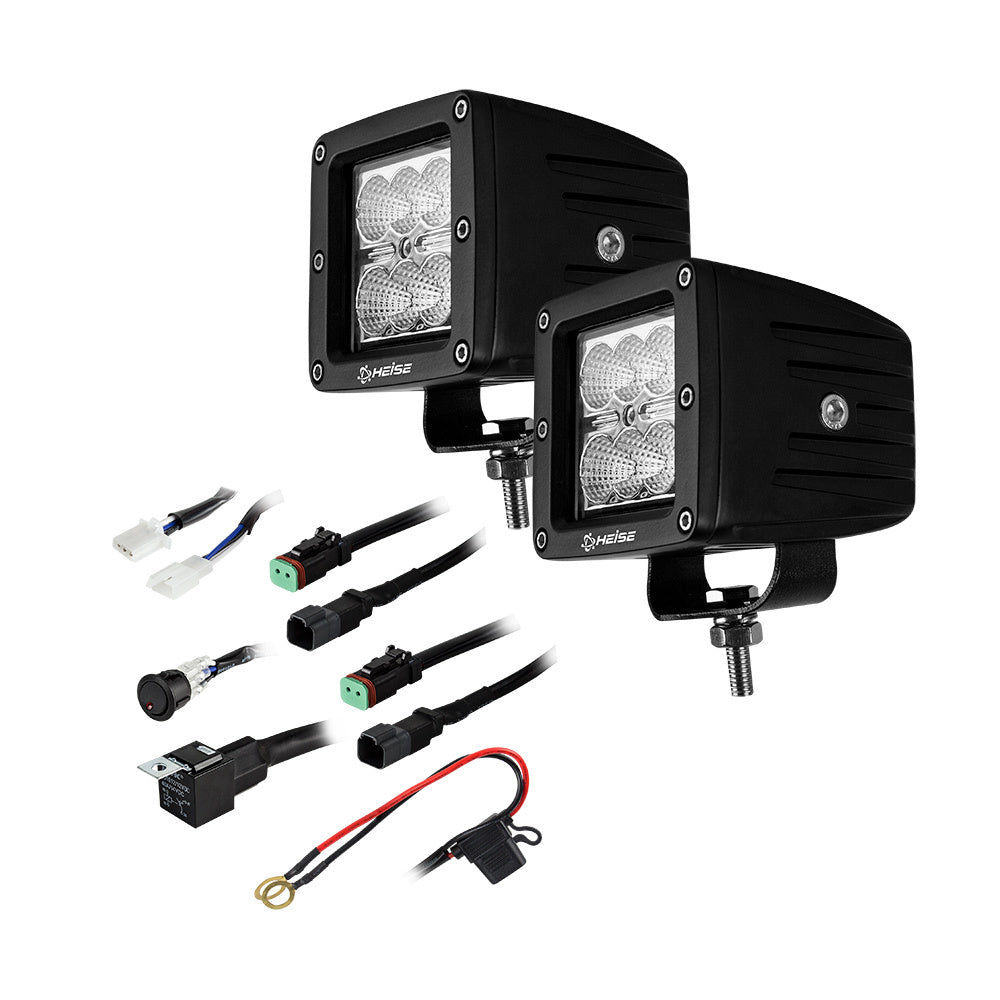 Universal - Cube Flood Light - 3 Inch, 6 LED, 2-Pack with Harness-Lighting Pods-Heise-Black Market UTV
