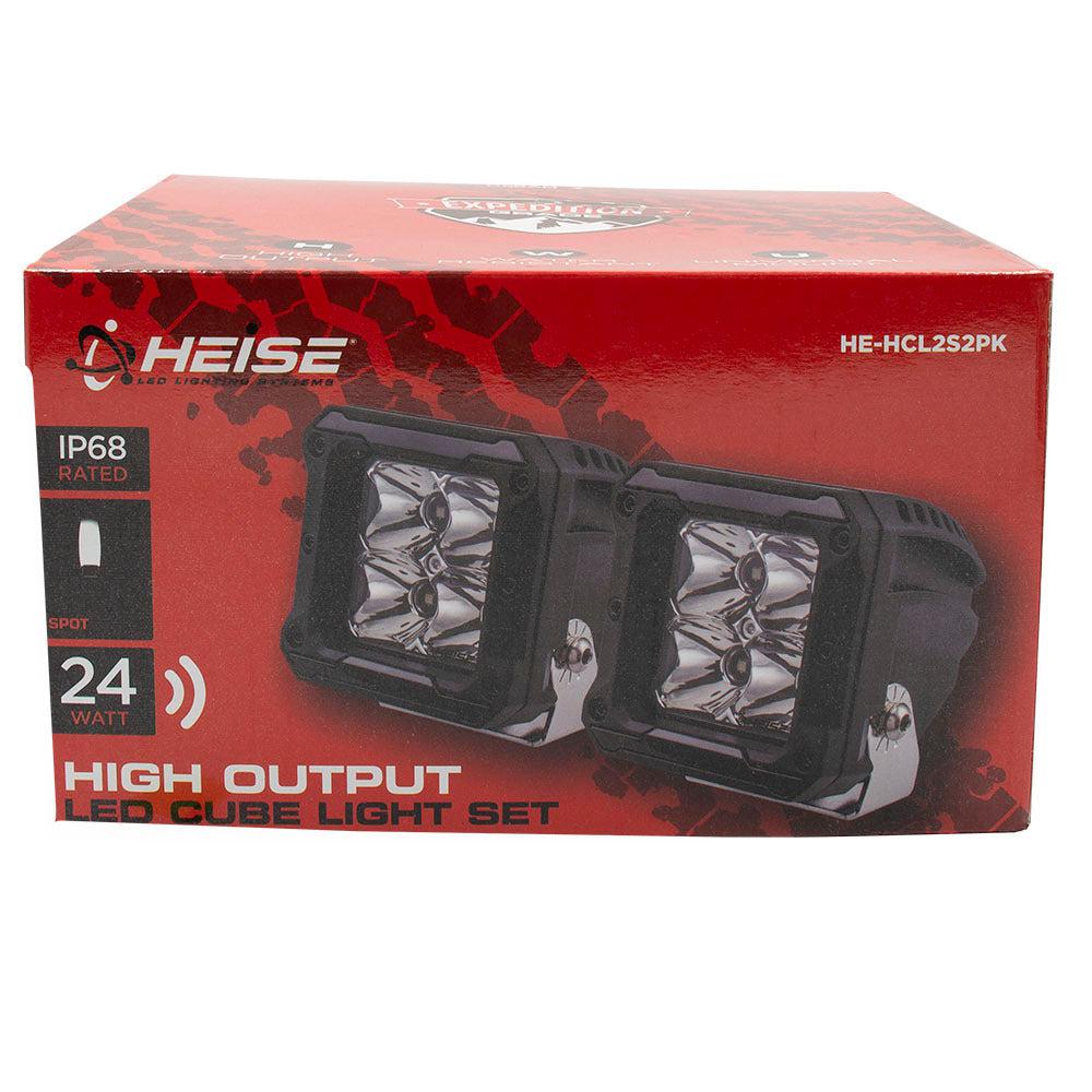 Universal - High Output Cube Light - 3 Inch, 4 LED, 2-Pack with Harness-Lighting Pods-Heise-Black Market UTV