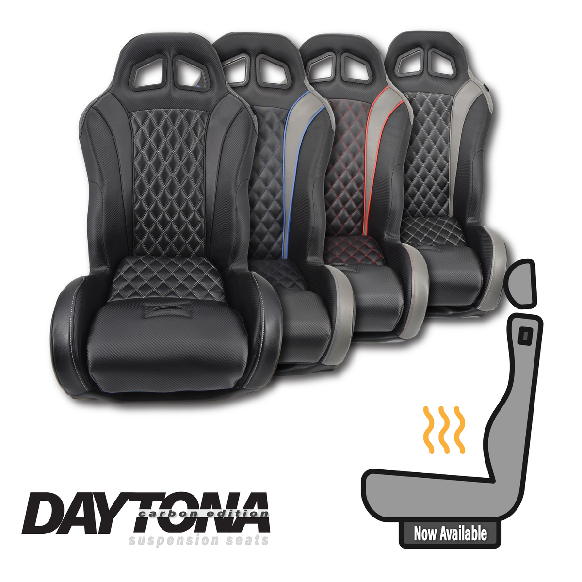 (Heated) Carbon Edition Daytona Seats (Multiple Colors)-Seats-Aces Racing-Black-Black Market UTV