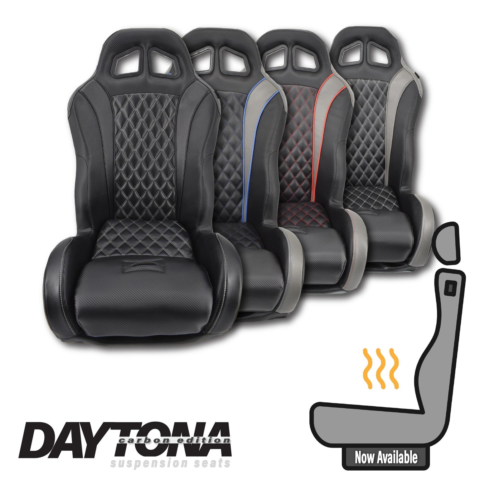 (Heated) Carbon Edition Daytona Seats (Multiple Colors)-Seats-Aces Racing-Black-Black Market UTV