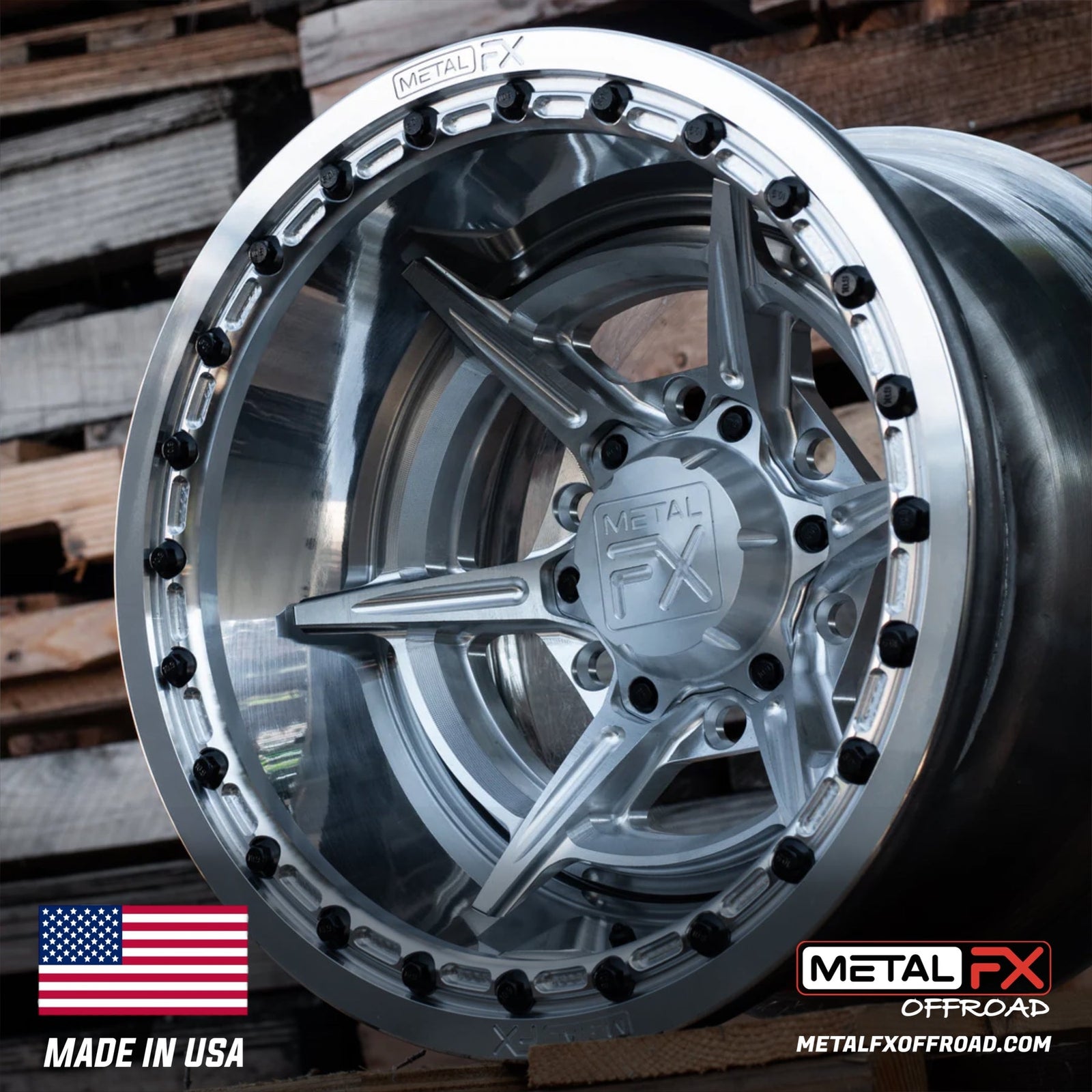 Bullet 6R Forged Beadlock Wheel (3-Piece)-Wheels-Metal FX Offroad-15x8 | -13mm/3.5+4.5 | 6x139.7-Black Market UTV