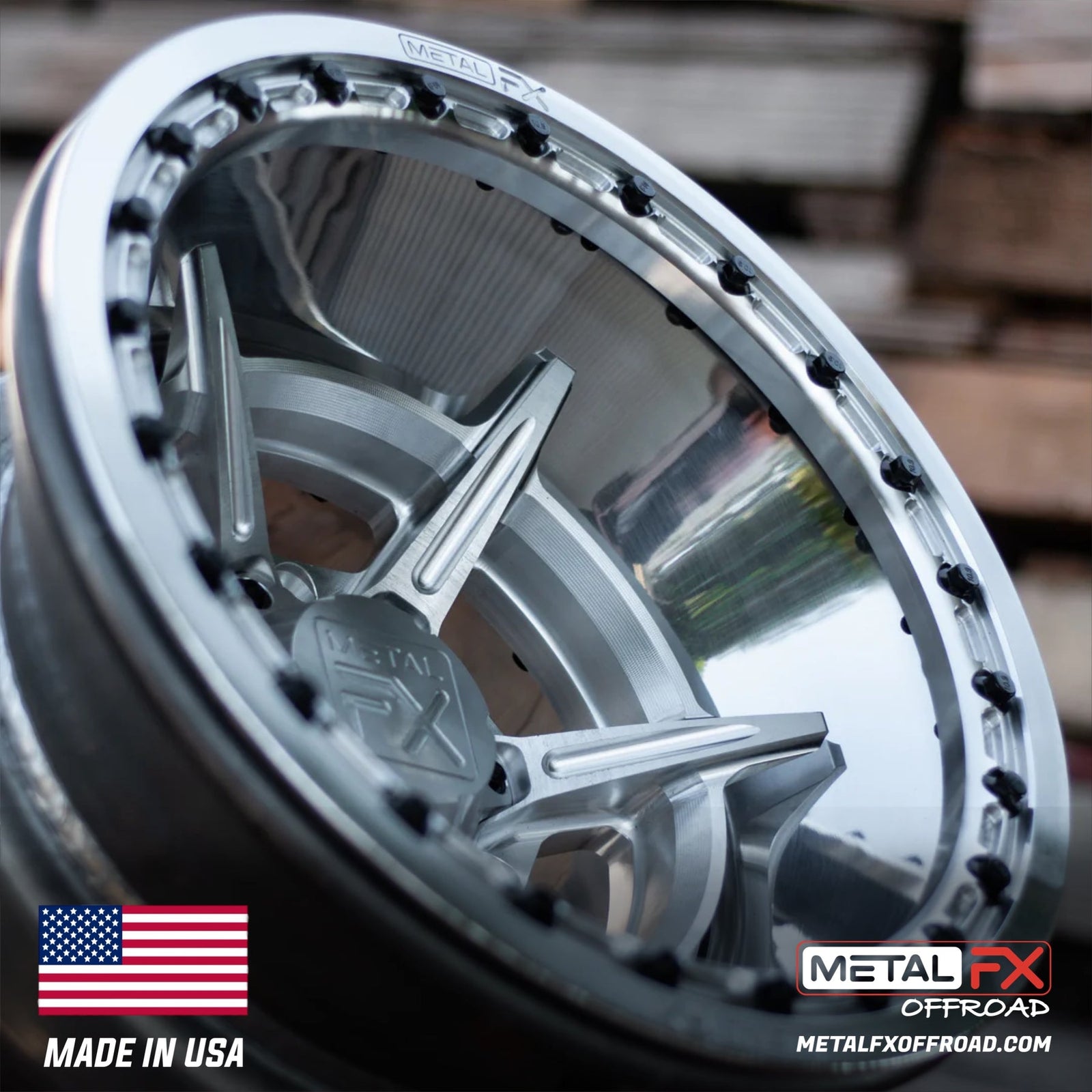 Bullet 6R Forged Beadlock Wheel (3-Piece)-Wheels-Metal FX Offroad-15x8 | -13mm/3.5+4.5 | 6x139.7-Black Market UTV