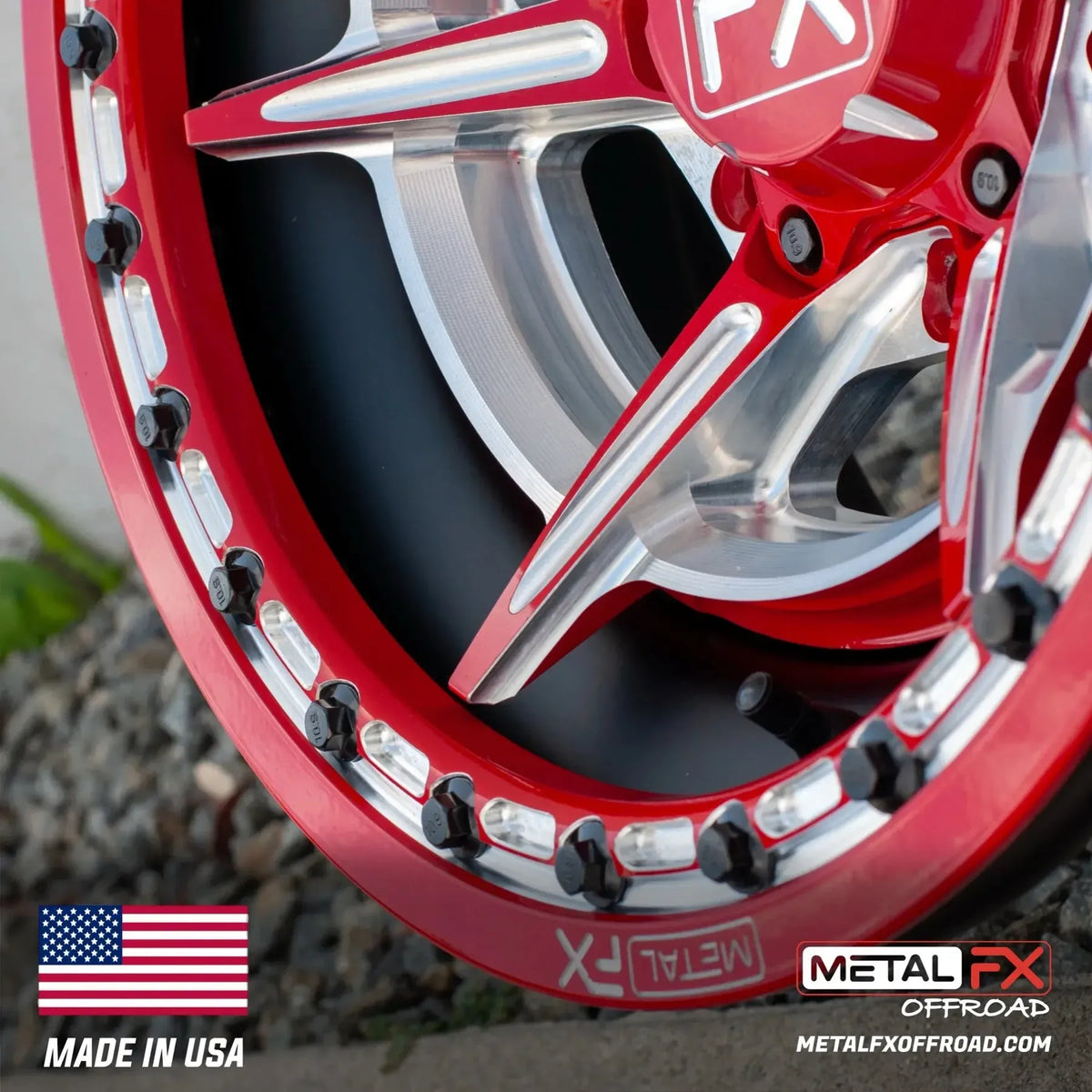 Bullet 6R Forged Beadlock Wheel (3-Piece)-Wheels-Metal FX Offroad-15x8 | -13mm/3.5+4.5 | 6x139.7-Black Market UTV