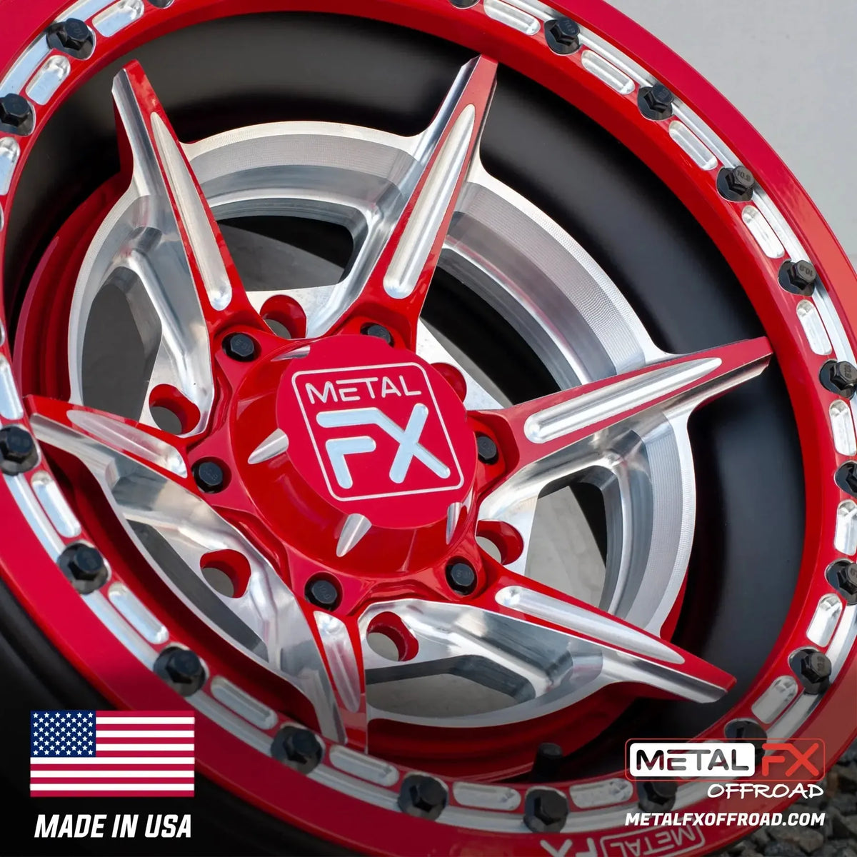 Bullet 6R Forged Beadlock Wheel (3-Piece)-Wheels-Metal FX Offroad-15x8 | -13mm/3.5+4.5 | 6x139.7-Black Market UTV