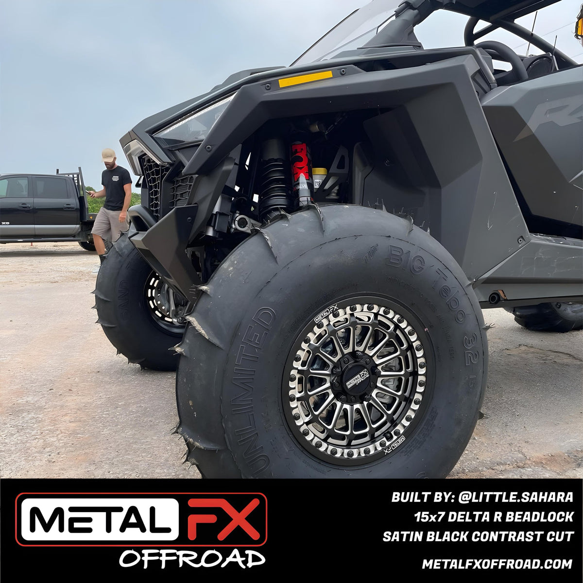 DELTA R BEADLOCK | SATIN BLACK CONTRAST CUT-Wheels-Metal FX Offroad-15x7 | 38mm/5+2 | 5x114.3 | 78322 (Polaris 5-Lug Only)-Black Market UTV