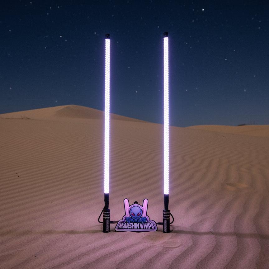 V2 Black Out LED Whip Set: The Ultimate Stealth-Marshin Whips-1 FT-White-Black Market UTV