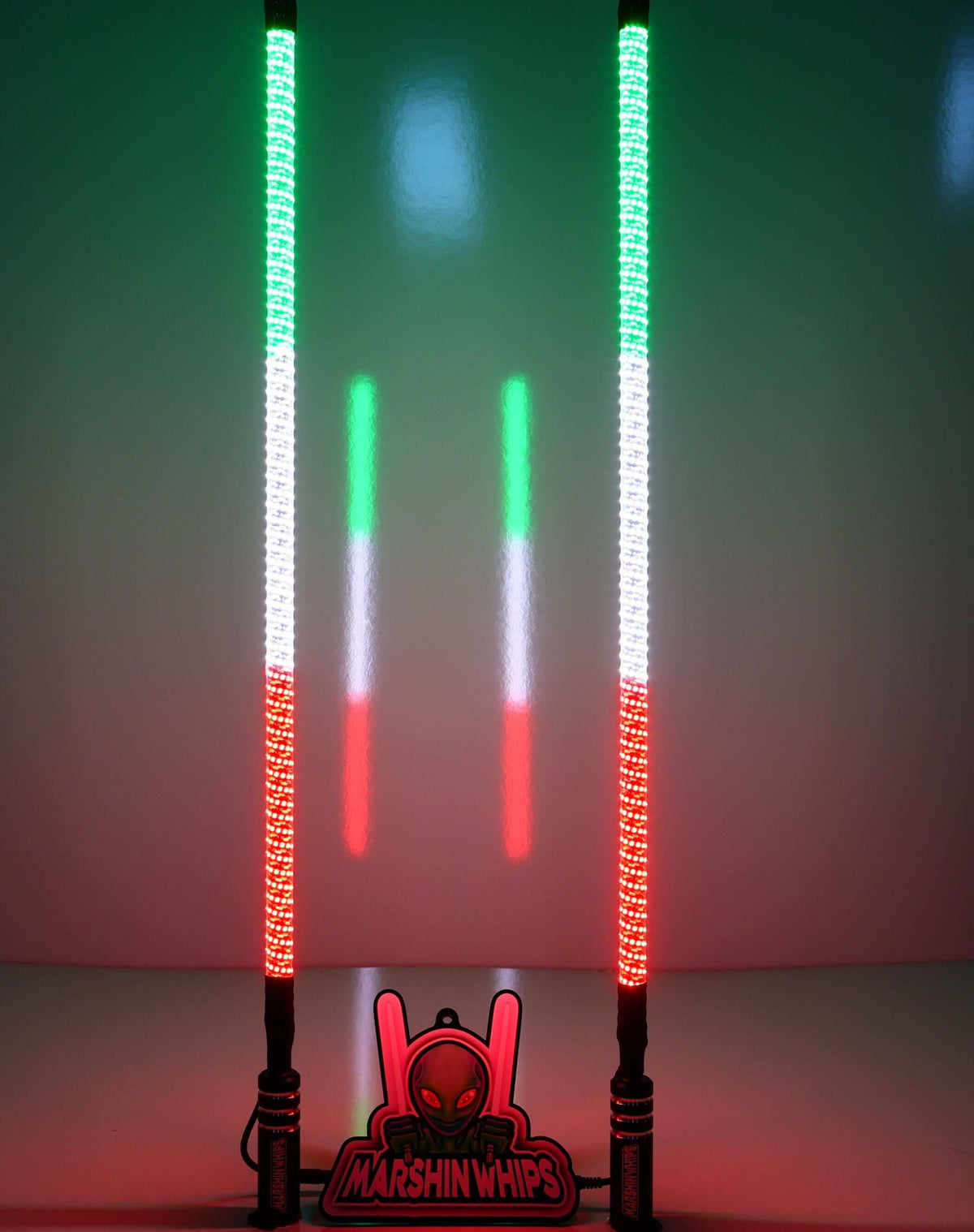 V2 Black Out Whips: The Ultimate Stealth Set-Marshin Whips-2 FT-red white and green-Black Market UTV