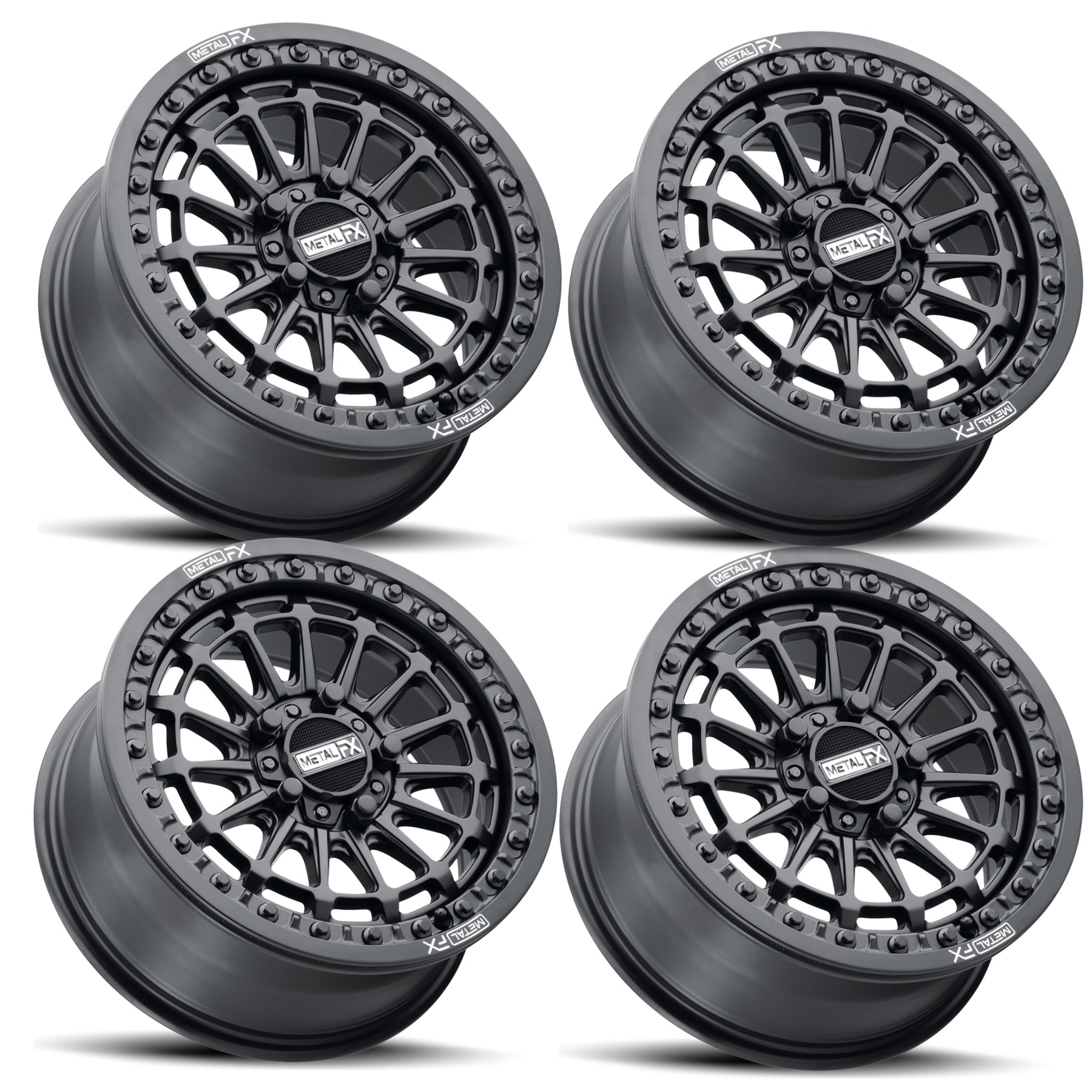 DELTA R BEADLOCK | SATIN BLACK | UTV WHEEL KIT-Wheels-Metal FX Offroad-5x4.5 (5x114.3) | Polaris Pro R / Turbo R / Xpedition-Street Aggressive - 15x10 (5+5) - (All 4)-No Spare-Black Market UTV