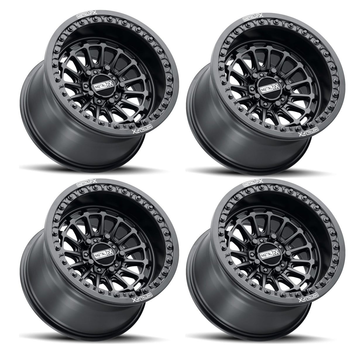 DELTA R BEADLOCK | SATIN BLACK | UTV WHEEL KIT-Wheels-Metal FX Offroad-5x4.5 (5x114.3) | Polaris Pro R / Turbo R / Xpedition-Sand/Dunes - 15x7 (5+2) / 15x10 (5+5) - (2 of each)-No Spare-Black Market UTV
