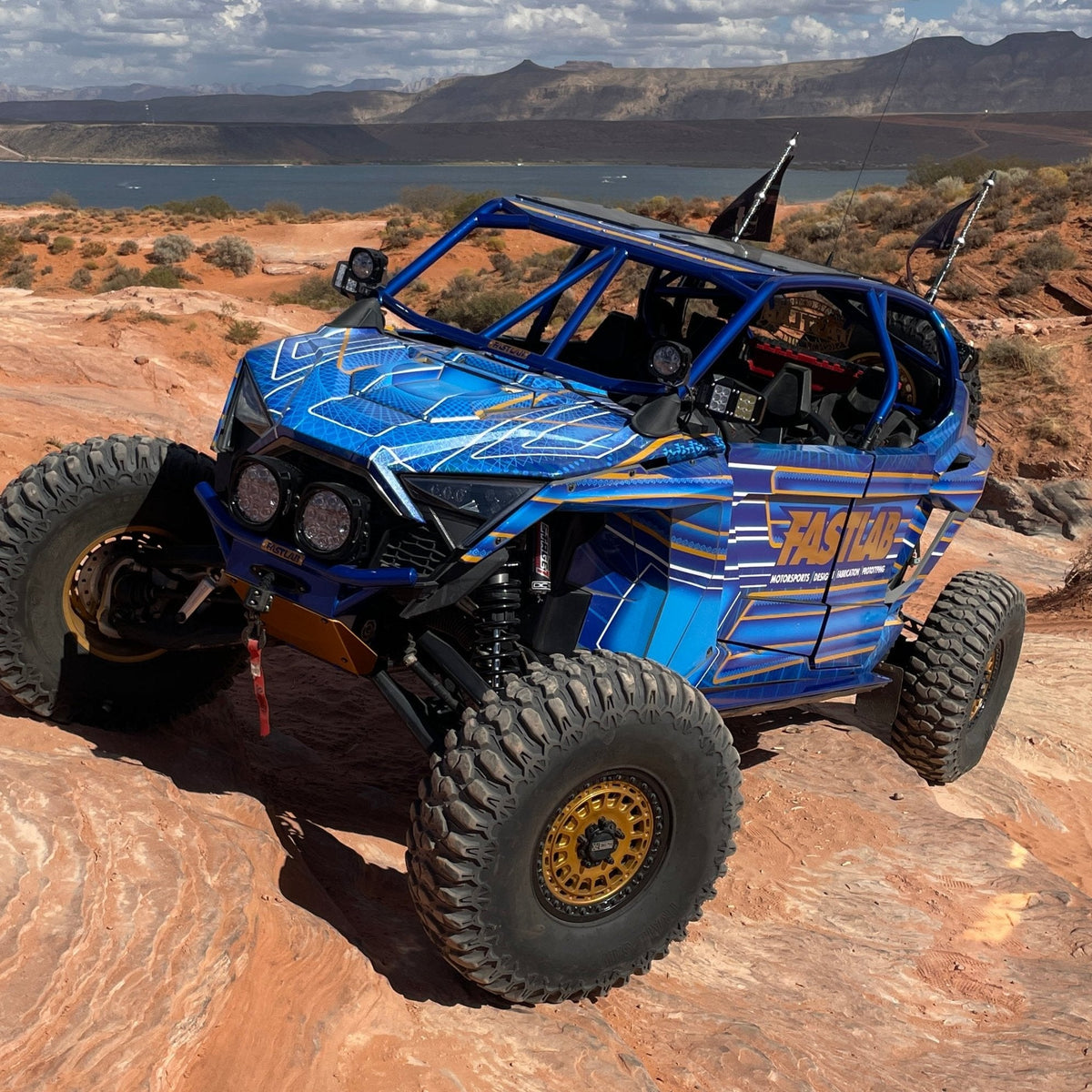 Polaris RZR Pro R / Turbo R / Pro XP 4-Seat Rock Slider Steps-FastLab UTV-Texture Black-Black Market UTV