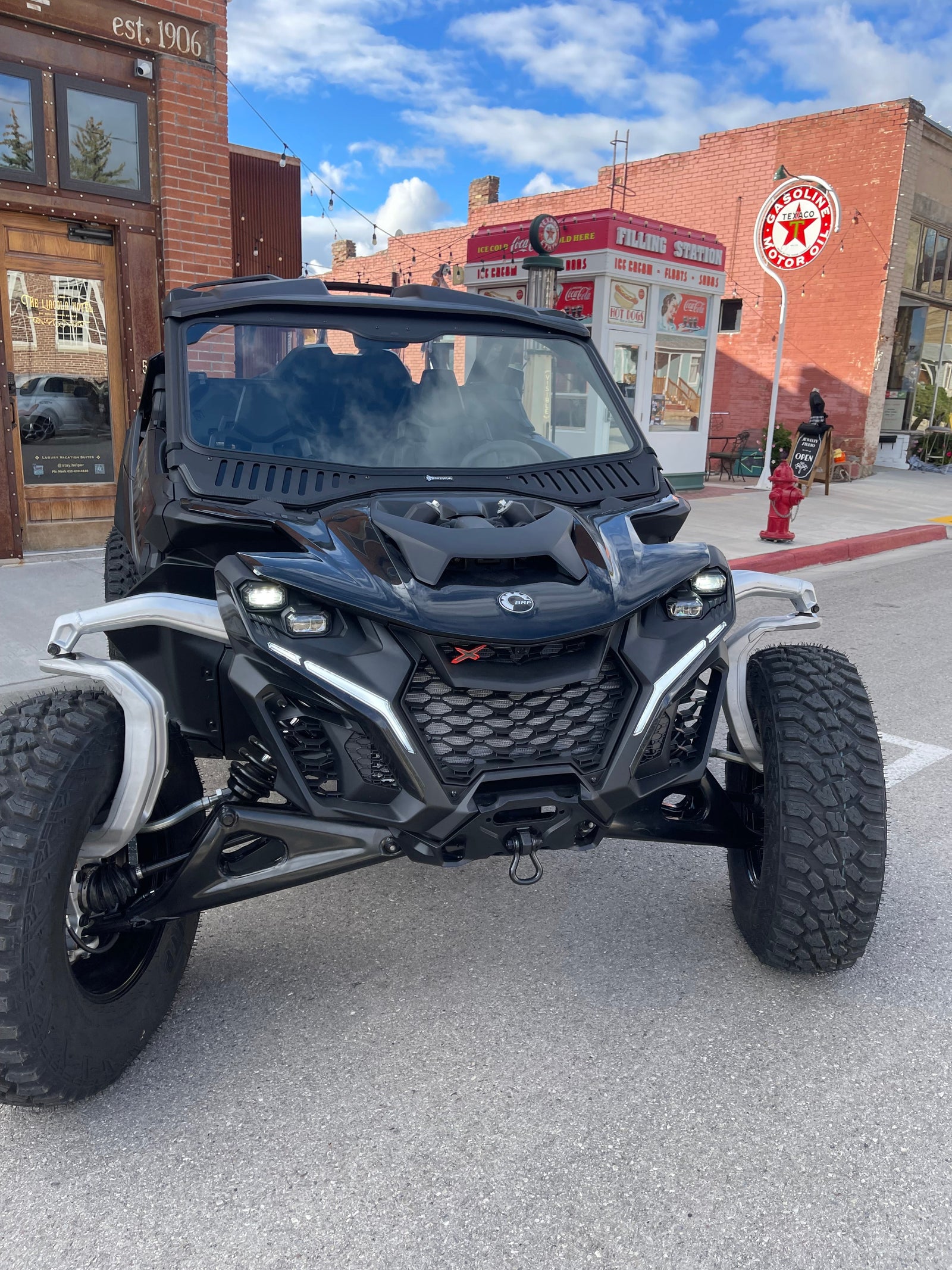 Can-Am Maverick R Vented Glass Windshield-Bent Metal Off-Road-Black-Black-Black Market UTV