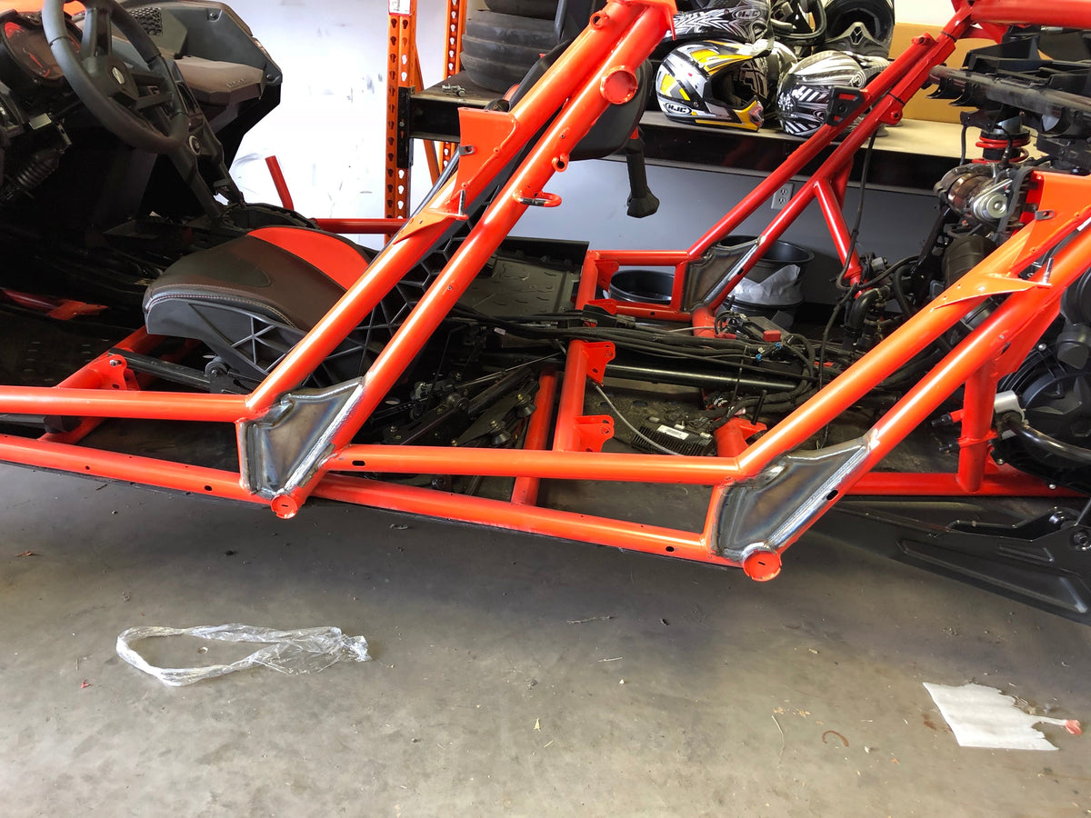 Can Am X3 MAX Weld in frame gussets-Pull Plate/Chassis Brace-TMW Off-Road-No Weld in trailing arm and rear shock brace-Black Market UTV