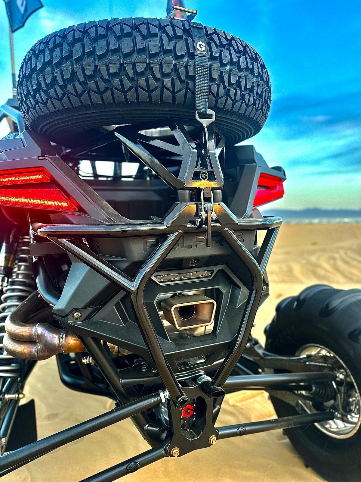 POLARIS RZR PRO R - REAR BUMPER TIRE CARRIER COMBO-Spare Tire Carrier-Geiser-BLACK-Black Market UTV