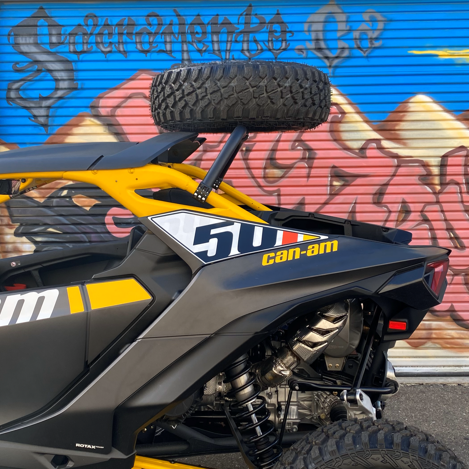 Can-Am Maverick R Max Above The Roof Dual Clamp Spare Tire Mount-Spare Tire Mounts-Factory UTV-Black Market UTV